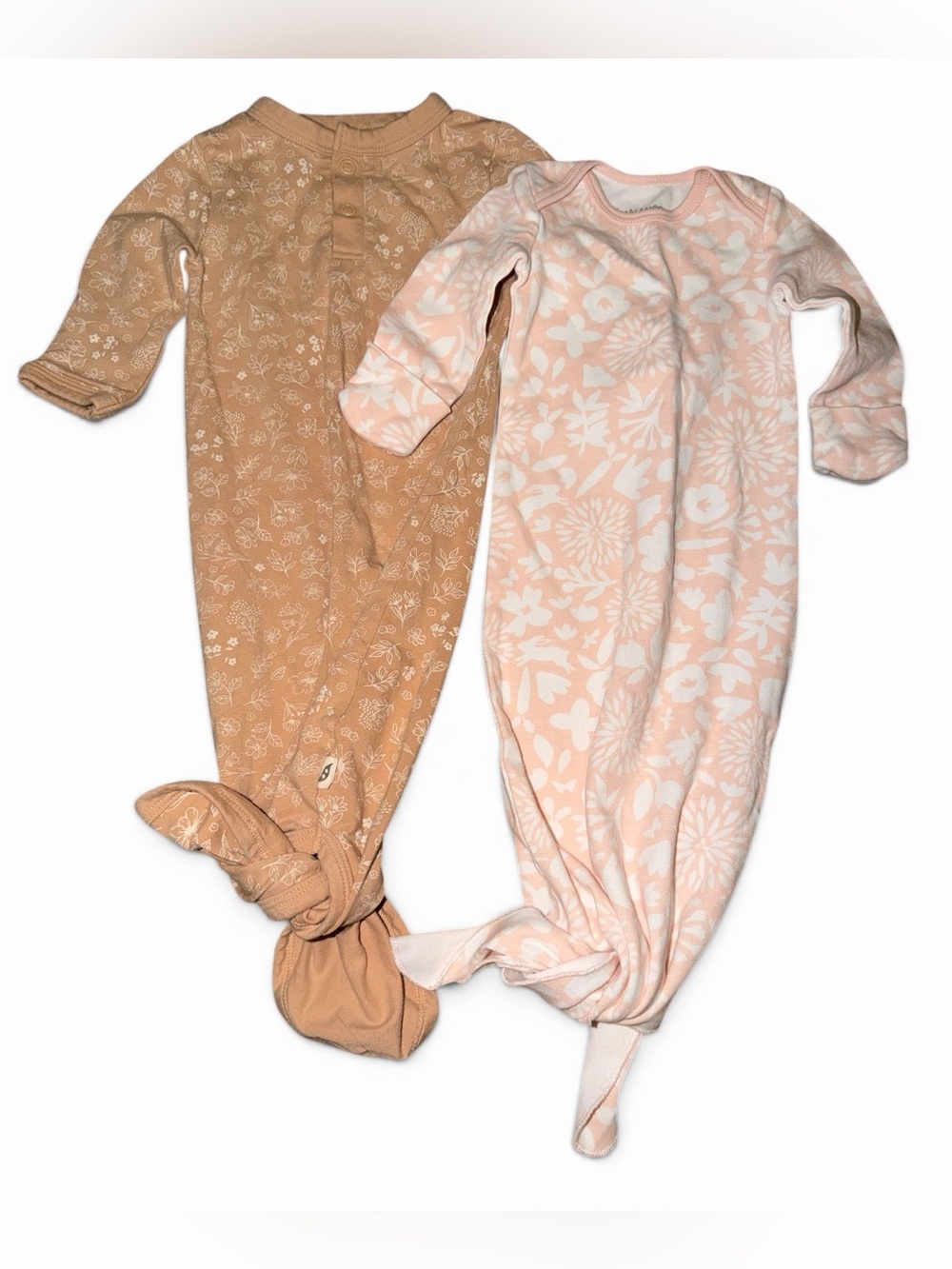 Organic Cotton Baby Sleep Gown Lot Mac & Moon Easy Peasy Floral Newborn 0-3M